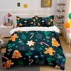 Christmas Gingerbread Print Set Bedding Duvet Cover Set Duvet Cover Pillowcases (1 * Duvet Cover 2 * Pillowcases, Without Duvet Insert)
