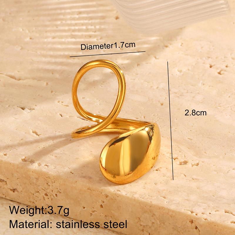 

Stainless Steel Chunky Smooth Rings for Women Geometry Creative Hollow Water Drop Shape Rings Jewelry Gifts