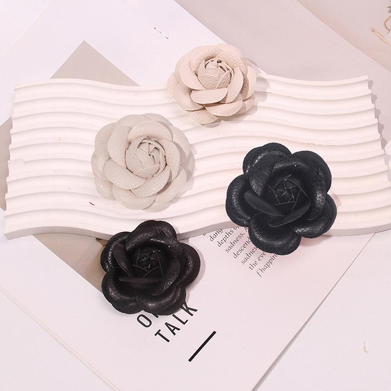 Leather Camellia Brooches For Women Elegant Big Flower Pins Scarf Buckle  Jewelry Coat Accessories Brooch