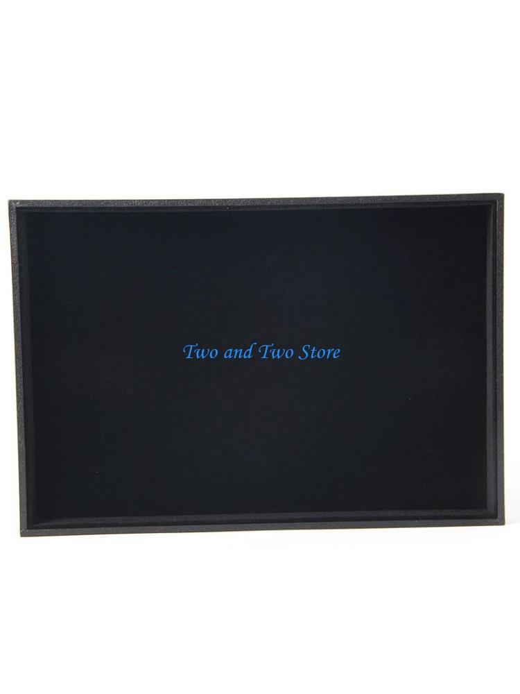 HX6F Rectangular Flannel Box Earrings Jewelry Display Black Storage Tray CN
