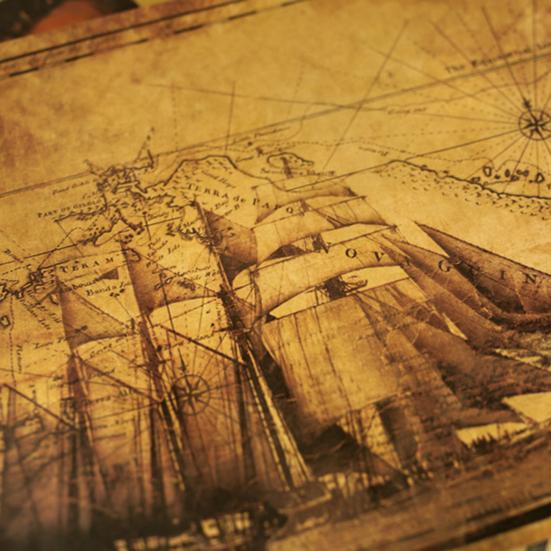 Poster Ancient Sailing Ship Nautical Line Pattern Kraft Paper Home Decor Wall Sticker for Bar