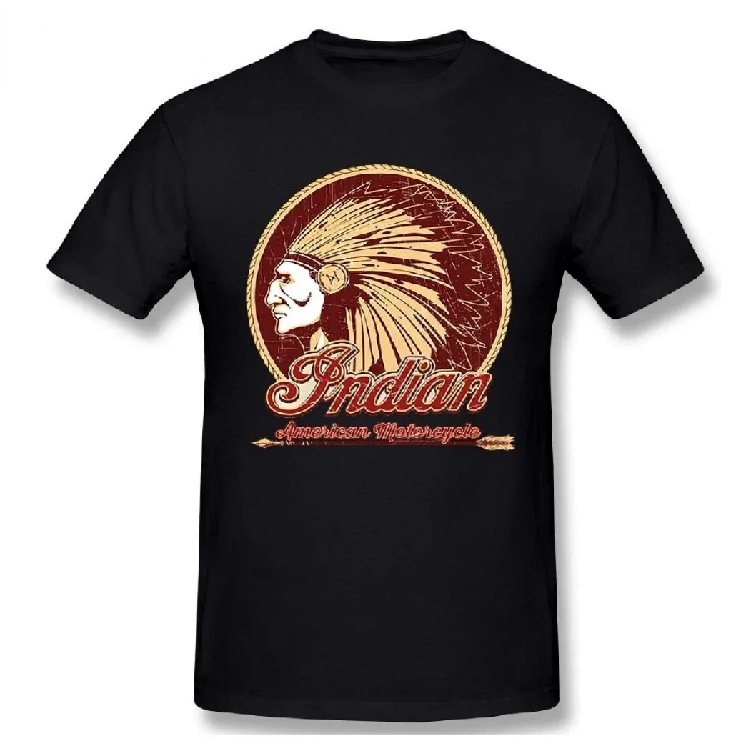 

Comfortable Cloth for Summer Men Classic Locomotive Pattern Indianer Motorcycle TShirt Best Selling Four Seasons Man T-shirt S