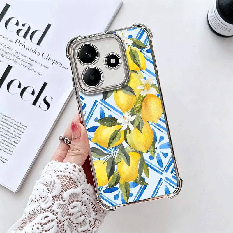 Summer Fruits Lemon Soft Phone Case For Xiaomi Redmi Note 14 15 Pro Plus 13 12 11S 11T 5G 10 9S 9 Plating Anti-Fall Fundas