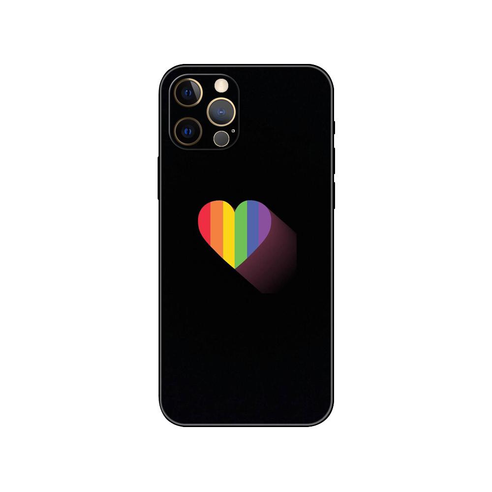 Rainbow Art DIY Phone Case for Iphone 5 5s 2020se 6 6s 7 8 Plus X 10 XR XS 11 12 13 Mini Pro MAX Black Tpu Back Cover