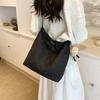 Women's Solid Color Tote Bag Wide Shoulder Strap Shoulder Bag Crossbody Bag