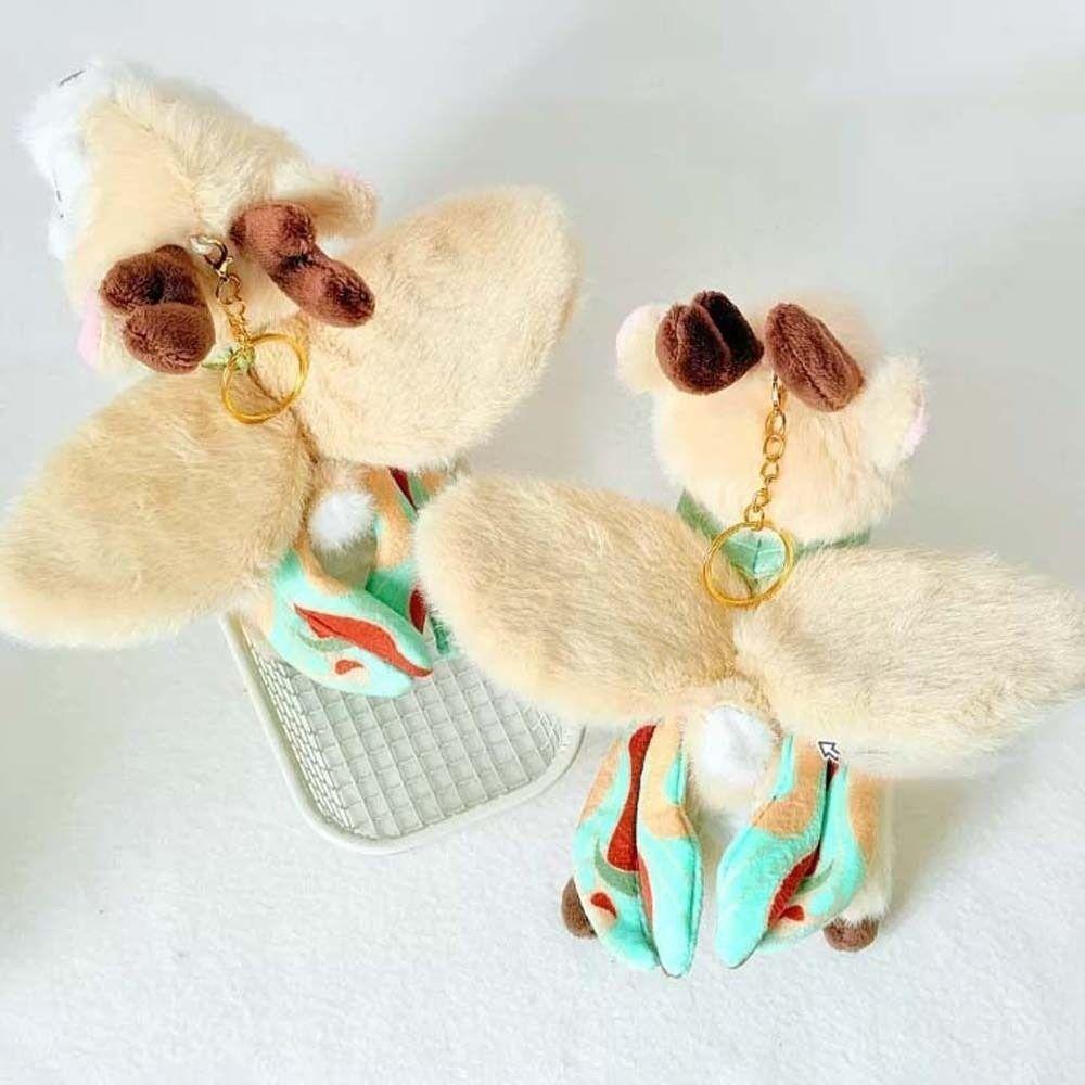 Chinese Style Flying Cat Pendant Cartoon Plush Doll Key Ring Nine-Colored Deer Keychain  Girls