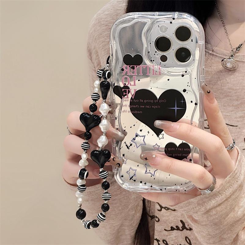 Zhitai Silicone Soft Case for iPhone 15/16 Pro with Cream Pattern and Bracelet, Compatible with iPhone 12/14/15