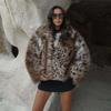 2025 cross-border Europe, America, autumn and winter Amazon's new leopard print woolen jacket women's warm fur collar trend