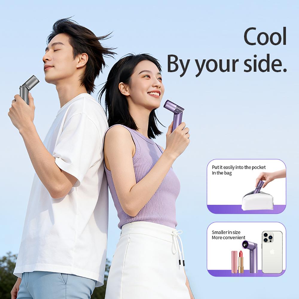 Xiaomi Portable Mini Handheld Fan USB Rechargeable 199 Speeds Foldable Neck Hanging Pocket Fan 3000mAh Power Bank Cooling Fan Travel