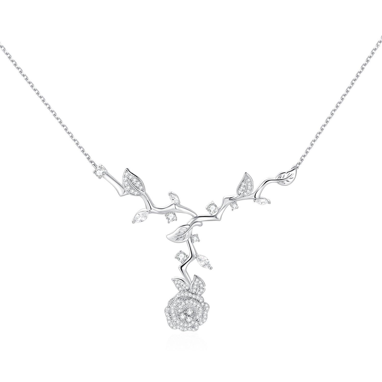 Light Luxury Temperament Monet Garden Ab Rose Earrings Women, Super Fairy Small Fragrant Wind Camellia Necklace Set