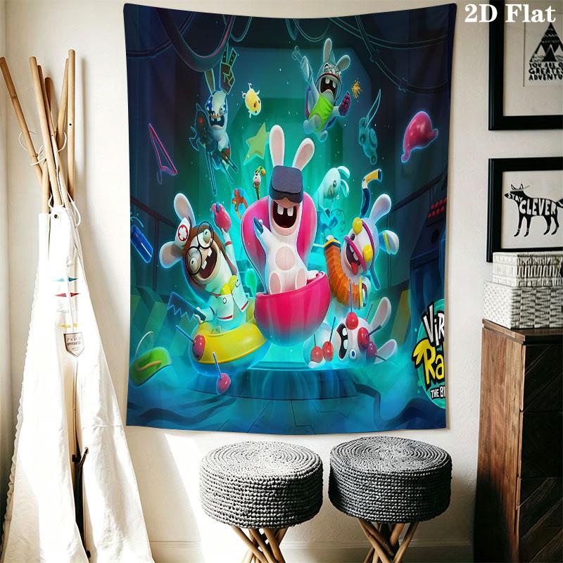 Rabbids Invasion Chaos Wall Hanging Printed Fabric Blanket Decorative Tapestries for Bedroom Living Room Home Decor