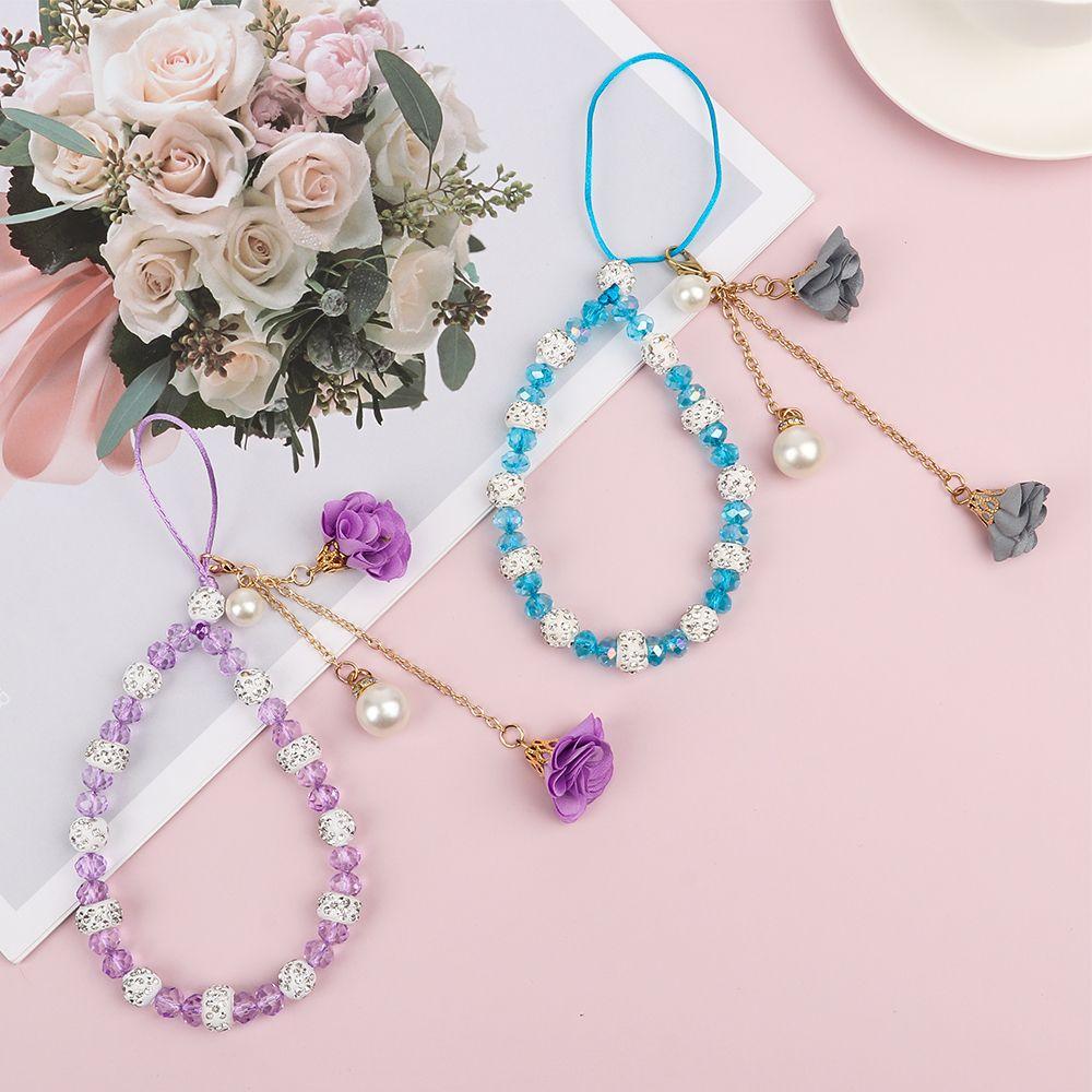 Phone Strap Lanyard Mobile Phone Lanyard Keychain Wrist Rope Anti-lost Lanyard Flower Pendant