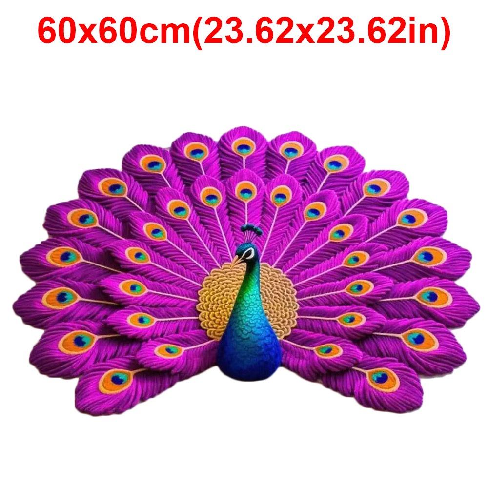 Soft Peacock Carpet Non-slip Bathroom Floor Mat Durable Blanket  for Living Room Tea Table Bedside
