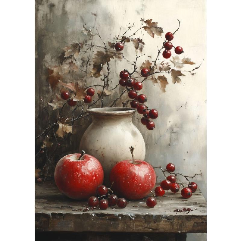 Vintage Stillleben Poster Drucke Zitrone Olivenbaum Pflanzen in Vase Wandkunst Leinwandmalerei Botanisch Antik Heim Zimmer Dekor