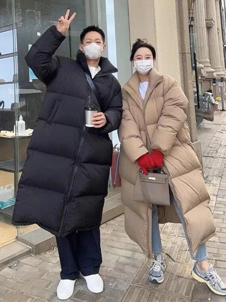 Übergroßen Langen Mantel Frauen Winter Unten Baumwolle Jacke Weiblichen Koreanischen Mode Gepolsterten Mantel Damen Casual Dicke Warme Zipper Mäntel