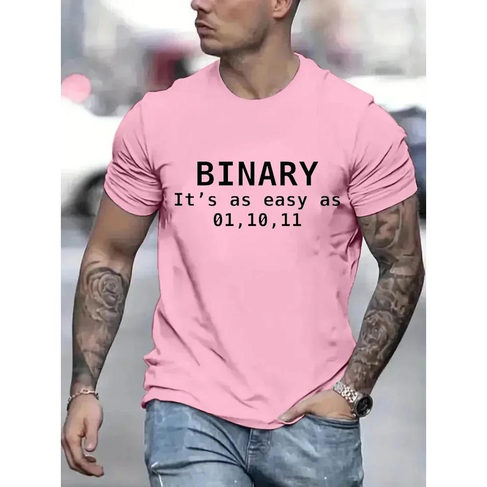 Binary It's As Easy As 01,10,11 Funny Printing Men T-Shirts Breathable Tee Clothes Summer Streetwear Tops Oversized Short Sleeve