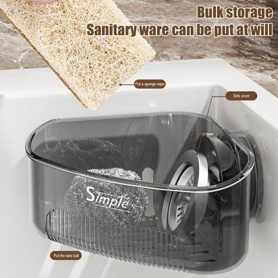 2Pcs Sink Drain Racks Sponge Holders Large Capacity Strong Load-bearing Suction Cup Triangle Storage Racks with Drain Hole