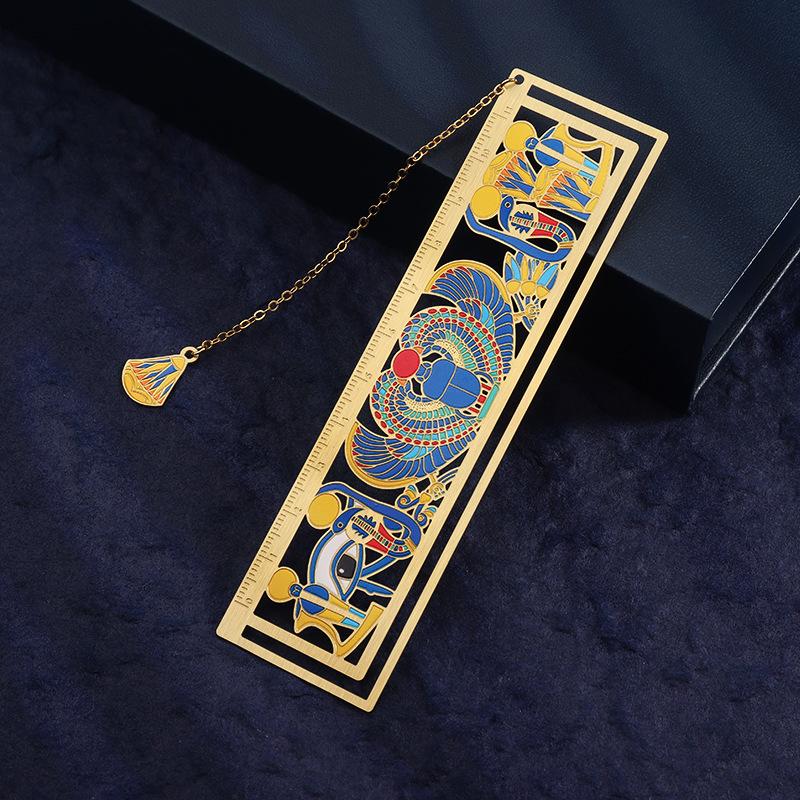 Tassel Pendant Metal Bookmark Egyptian Painting Bookmark Stationery Gifts Retro Book Clip Pagination Mark Reaing Book Tool