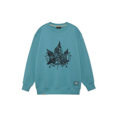 Felpa Pullover Stampata Tema Jiangzuo Fengliu Li Ning Badfive Felpa Unisex Verde AWDRE17-2