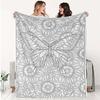 1pc Christmas Halloween Printed Flannel Blanket, Flannel Coloring-Style Butterfly and Floral Pattern Blanket, Soft, Skin-Friendly, and Warm for All Se