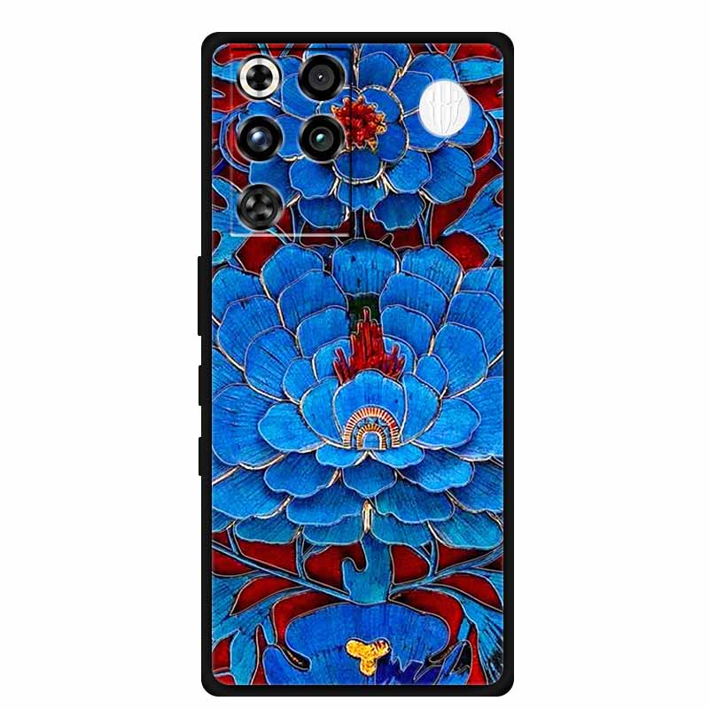 For ZTE Nubia RedMagic 11 Pro 5G Case 3D Emboss Flowers Relief Soft Black Silicone Back Cover For ZTE Nubia RedMagic 11Pro Funda