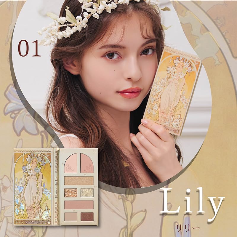 MilleFee Lady Flower Palette (01 Lily) Multi-Palette with Eyeshadow, Cheek, Highlight, and Mousse. Multicolor. Perfect for Makeup Beginners.