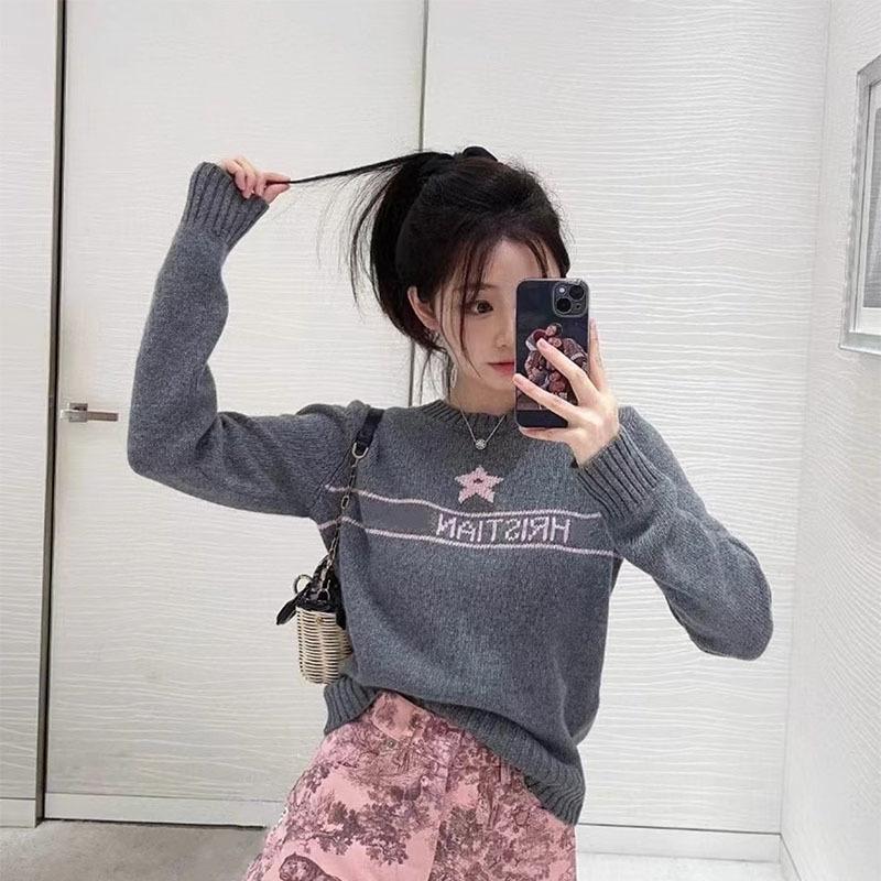 

Navy Style Short-Sleeve Star Sweater Jacket - Women s Autumn/Winter Loose Fit One Size [80-110] сірий колір