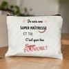 Teacher Theme Women Makeup Bag Maitresse Inspired Cosmetic Case with French Style Design Educational Motif Wallet Work or School