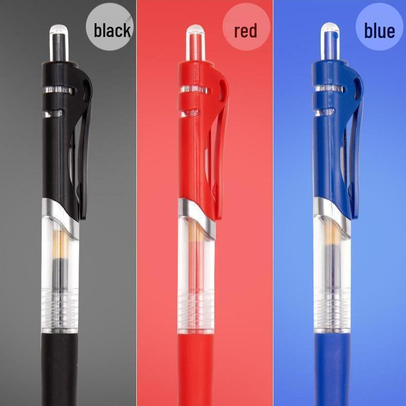 Stylo bille et stylo feutre à action poussoir 0,5 mm, Noir/Rouge/Bleu, pour étudiants et bureau.
