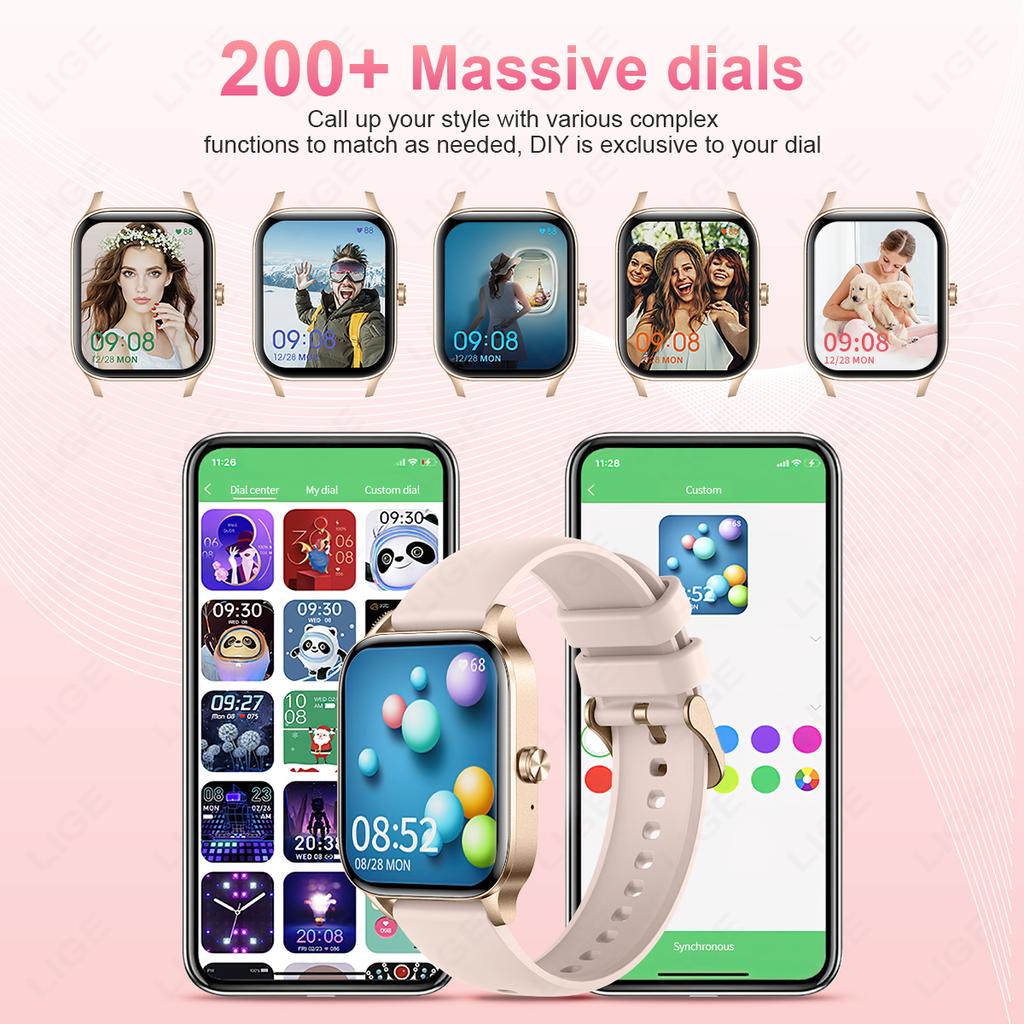 2025 New Fashion Smart Watch Women 1.85” HD Screen Custom Watch Face Women’s Health Monitor Watch Bluetooth Call Sports Smartwatches
