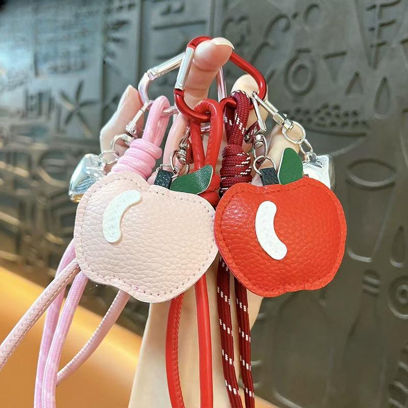 Creative leather apple bag pendant keychain exquisite and cute fruit cotton pendant bag accessories small gifts