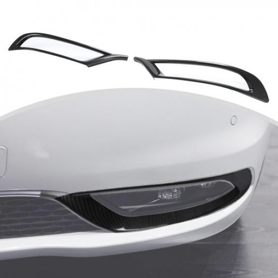 Carbon Fiber Front Fog Light Lamp Frame Cover Trim Bezels For Chrysler 300 2015+