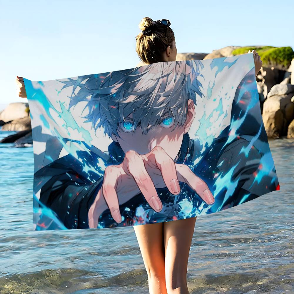 Popular Anime J-jujutsu K-kaisen Gojo Satoru Microfiber Printed Beach Towel Mountain Climbing Yoga Beach Swimming
