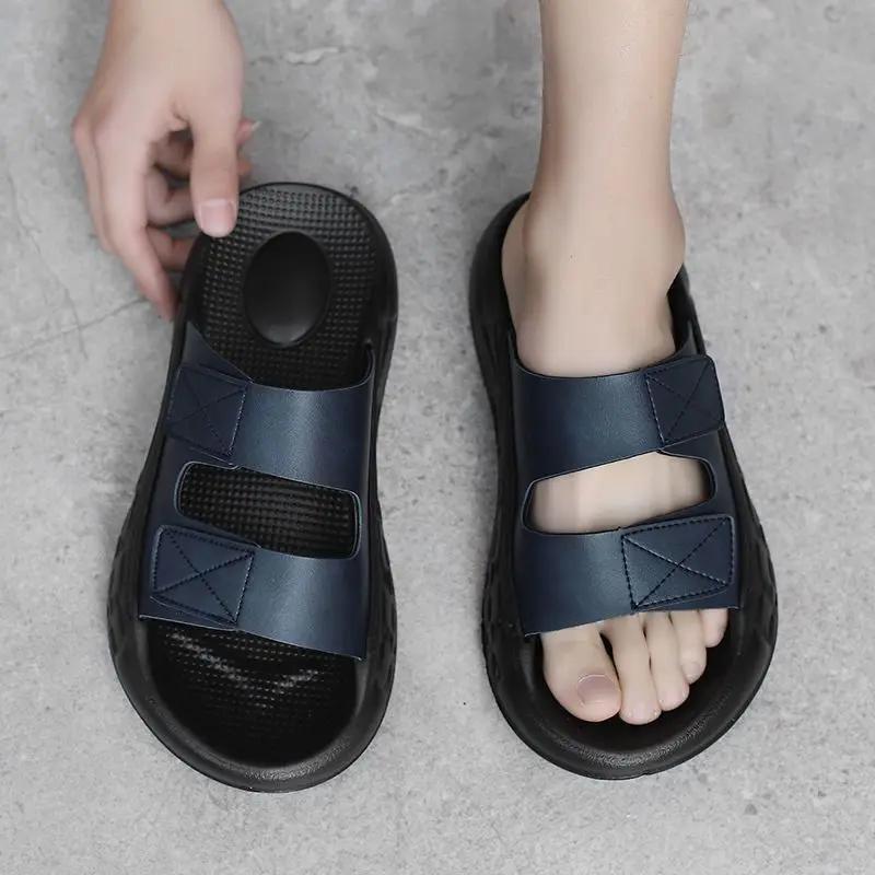 Shoes Platform Beach Slippers for Men Leather Comfortable Clappers 2026 Fun Style Original Summer Sale Eva Trend Pvc Sandals Man