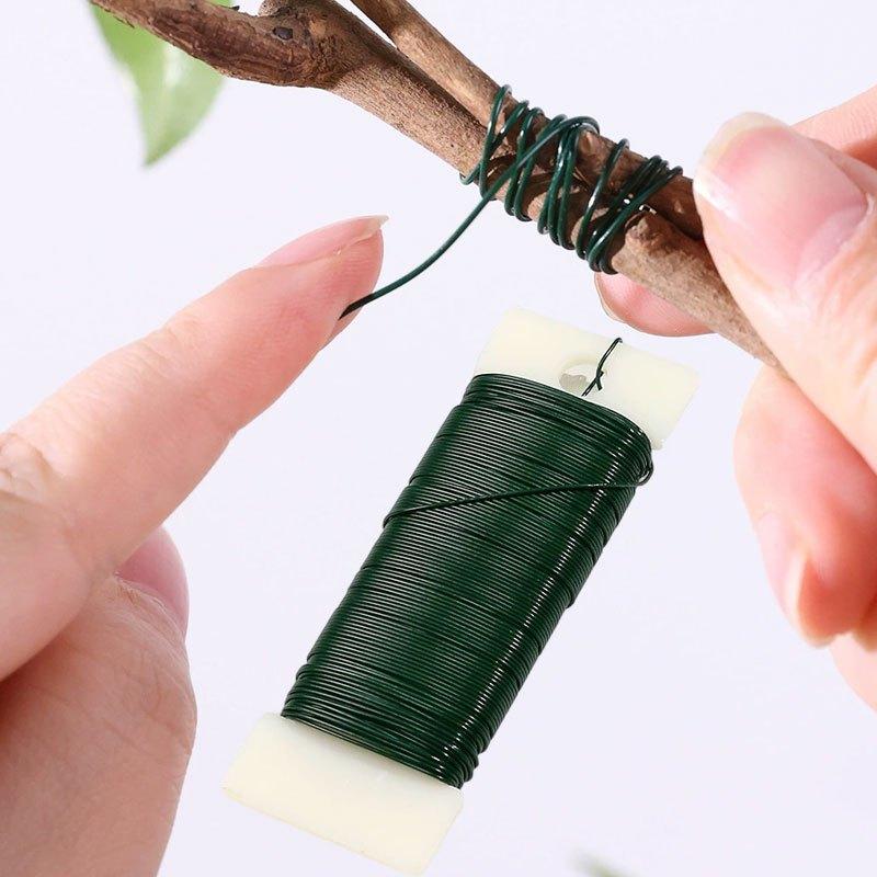 50M Green Lacquered Galvanized Wire Garden Twist Tie 0.5mm Flexible Floral Wire for Plant Binding Wreath Making DIY Craft