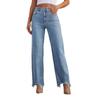 Women's Casual Fashion Loose Wide-leg Side Seam Stitching Frayed Hem Jeans