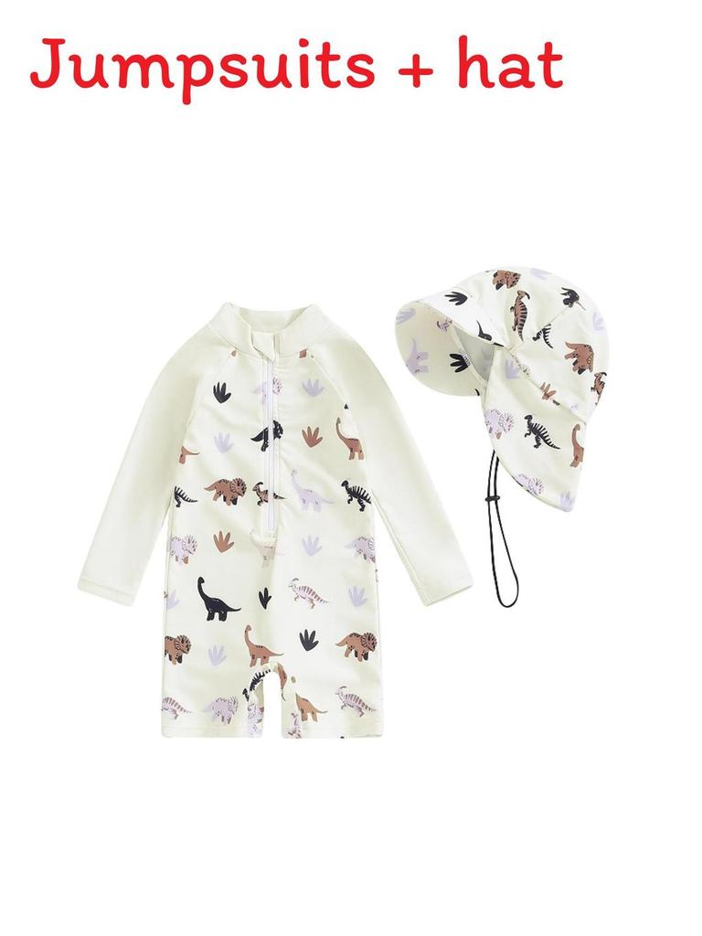 Childrens Polyester Long Sleeve Swimsuit With Hat And Full Coverage For Pool And Beach Play