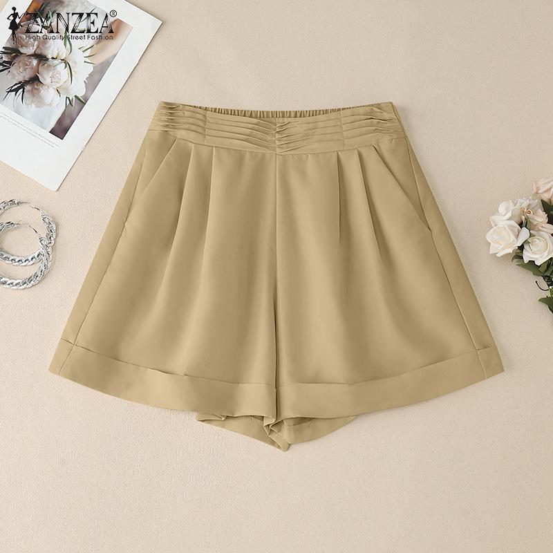 ZANZEA Women Casual Elastic Waist Loose Summer Shorts