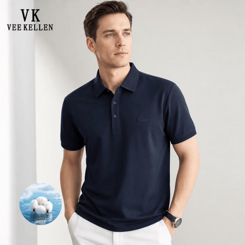 VEE KELLEN Men s Premium Mercerized Cotton Polo Shirt 4XL темно-синий