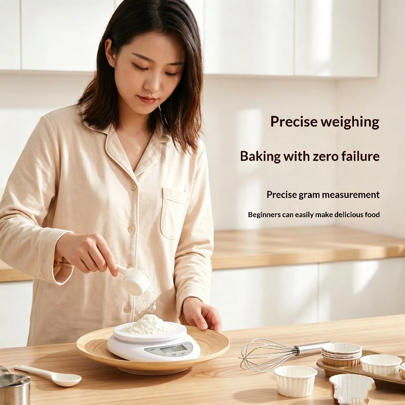 Digitale Küchenwaage Hohe Präzision 1g Max. Kapazität 5kg Kompakte Lebensmittelwaage für Wohnheim Kochen Backen