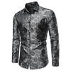 Men's Long Sleeve Fashionable Shirt Rose Print Casual Button Shirts Men Lapel Spring Formal Clothing
