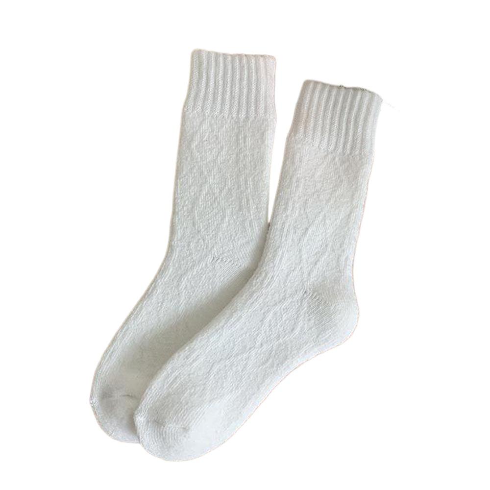 Winter Warm Retro Women Socks Diamond Check Thicken Women Pile Socks Thermal Solid Color Warm Wool Crew Socks