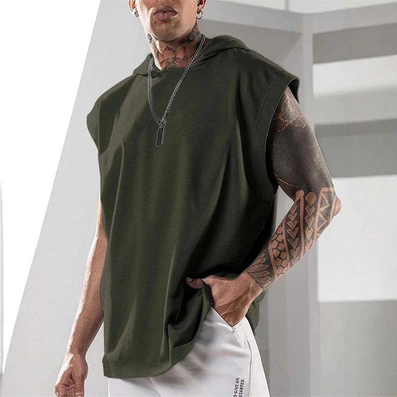 Men Sleeveless Hoodie Muscle Fit Workout Tank Top Casual Gym Sweatshirt
