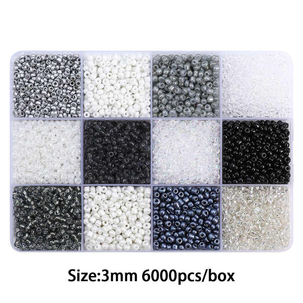 8/10/12/15 Grid Box: Seed Beads, Sequins, Imitation Pearls for DIY Necklaces & Phone Chains