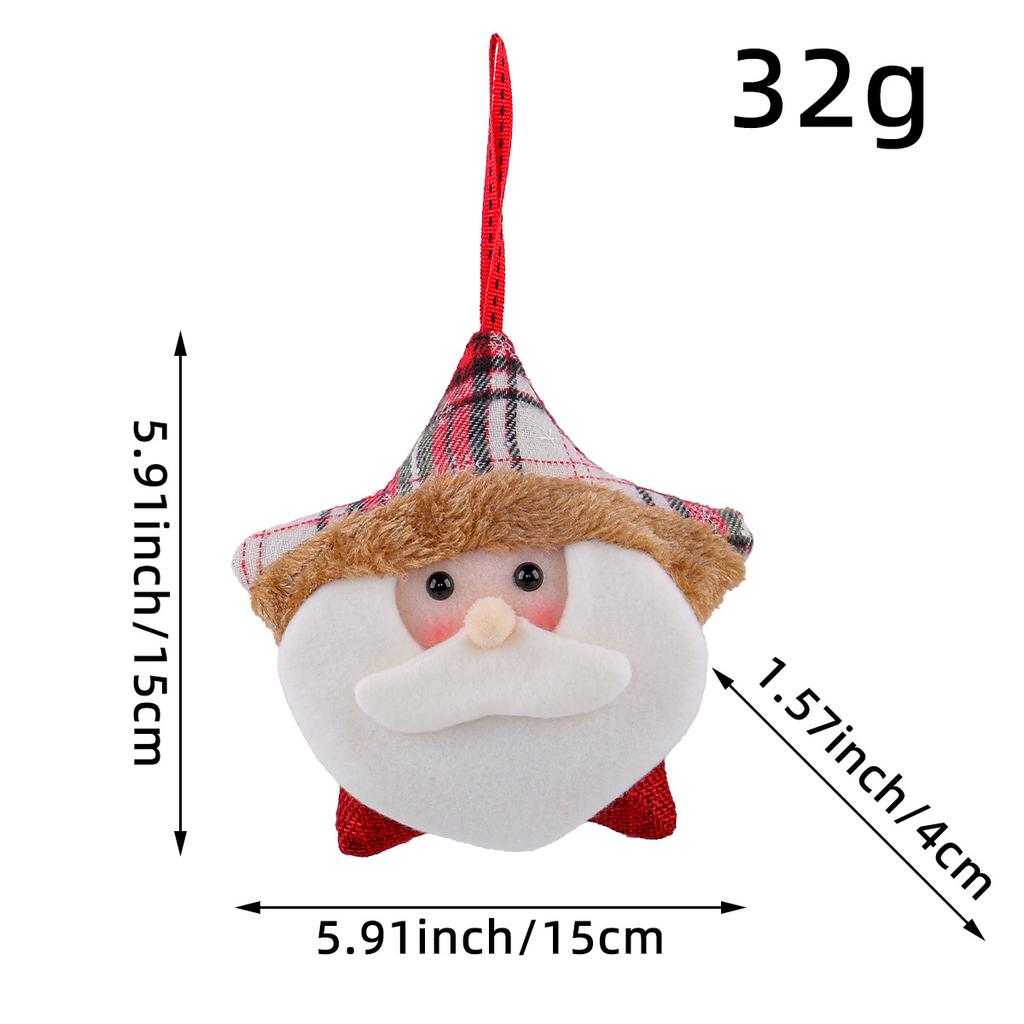 Santa Claus Reindeer Christmas Tree Decoration Creative Plush Five Pointed Star Christmas Figurine Pendant Christmas Party Decor