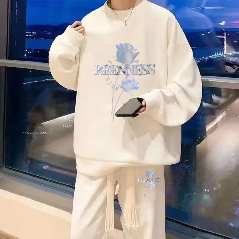 Harajuku Sporty Men's Fashion Set: Trendy Loose Hoodie & Pants Two-Piece