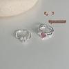 Non-Fading Korean Heart Pink Zircon 925 Sterling Silver Ring for Women