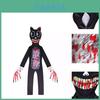 Siren Head Kid Black Cat Jumpsuit Cosplay Costume Bodysuit Halloween Party