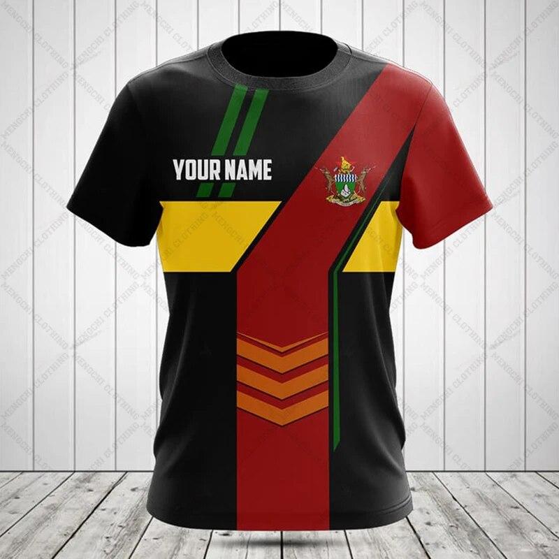 Zimbabwe Flag & Coat of Arms Grafika Tričko Léto Neformální Streetwear Pánská móda Volná trička Chlapec Oversized Topy s krátkým rukávem