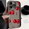 Luxury Wine Red Cherry Print Silicone Soft Phone Case For 17 16 15 14 13 12 11 Pro Max 17 Air 16E XS X XR 7 8 Plus Cover
